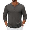 COOFANDY Men’s Henley Shirts Long Sleeve Casual Pullover T-Shirt Fashion Basic Button Shirts(Dark Grey)