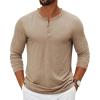 COOFANDY Men’s Henley Shirts Long Sleeve Casual Pullover T-Shirt Fashion Basic Button Shirts(Khaki)