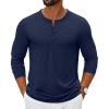 COOFANDY Men’s Henley Shirts Long Sleeve Casual Pullover T-Shirt Fashion Basic Button Shirts(Navy Blue)