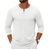 COOFANDY Men’s Henley Shirts Long Sleeve Casual Pullover T-Shirt Fashion Basic Button Shirts(White)