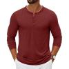 COOFANDY Men’s Henley Shirts Long Sleeve Casual Pullover T-Shirt Fashion Basic Button Shirts(Wine Red)
