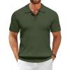 COOFANDY Men’s Knit Polo Shirts Short Sleeve Ribbed Knitted Shirt Summer Lightweight Casual Golf Shirts(Army Green)
