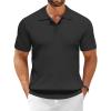 COOFANDY Men’s Knit Polo Shirts Short Sleeve Ribbed Knitted Shirt Summer Lightweight Casual Golf Shirts(Black)