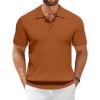 COOFANDY Men’s Knit Polo Shirts Short Sleeve Ribbed Knitted Shirt Summer Lightweight Casual Golf Shirts(Brown)