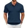 COOFANDY Men’s Knit Polo Shirts Short Sleeve Ribbed Knitted Shirt Summer Lightweight Casual Golf Shirts(Navy Blue)