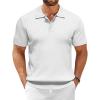 COOFANDY Men’s Knit Polo Shirts Short Sleeve Ribbed Knitted Shirt Summer Lightweight Casual Golf Shirts(White)