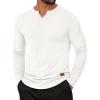 COOFANDY Men’s Long Sleeve Muscle T Shirts Casual V-Neck Slim Fit Longline Ribbed Shirts Stretch Tee Shirts(All White)