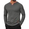 COOFANDY Men’s Long Sleeve Muscle T Shirts Casual V-Neck Slim Fit Longline Ribbed Shirts Stretch Tee Shirts(Dark Grey)