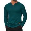 COOFANDY Men’s Long Sleeve Muscle T Shirts Casual V-Neck Slim Fit Longline Ribbed Shirts Stretch Tee Shirts(Green)