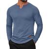 COOFANDY Men’s Long Sleeve Muscle T Shirts Casual V-Neck Slim Fit Longline Ribbed Shirts Stretch Tee Shirts(Grey Blue)