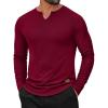COOFANDY Men’s Long Sleeve Muscle T Shirts Casual V-Neck Slim Fit Longline Ribbed Shirts Stretch Tee Shirts(Wine Red)