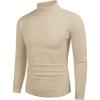 COOFANDY Mens Mock Turtleneck Slim Fit Pullover Sweater Casual Basic Knitted Thermal Sweaters(Light Apricot)