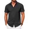 COOFANDY Men’s Short Sleeve Button Down Shirt Casual Summer Beach Shirts Vacation Wedding Shirt with Pocket(Black)