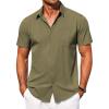 COOFANDY Men’s Short Sleeve Button Down Shirt Casual Summer Beach Shirts Vacation Wedding Shirt with Pocket(Olive Drab)