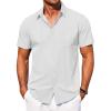 COOFANDY Men’s Short Sleeve Button Down Shirt Casual Summer Beach Shirts Vacation Wedding Shirt with Pocket(White)