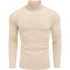 COOFANDY Men’s Slim Fit Turtleneck Sweater Casual Pullover Sweater Lightweight Ribbed Sweater(Beige)