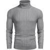 COOFANDY Men’s Slim Fit Turtleneck Sweater Casual Pullover Sweater Lightweight Ribbed Sweater(Gray)