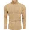 COOFANDY Men’s Slim Fit Turtleneck Sweater Casual Pullover Sweater Lightweight Ribbed Sweater(Light Khaki)