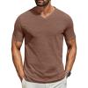 COOFANDY Men’s T Shirts Short Sleeve Classic V Neck T-Shirt Casual Summer Basic Tee Shirt(Brown)