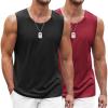 COOFANDY Men’s Workout Tank Top 2 Pack Casual Soft Sleeveless Gym Muscle Shirts Bodybuilding Tee(Black Wine Red)
