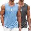 COOFANDY Men’s Workout Tank Top 2 Pack Casual Soft Sleeveless Gym Muscle Shirts Bodybuilding Tee(Greylight Blue)