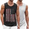 COOFANDY Men’s Workout Tank Top 2 Pack Casual Soft Sleeveless Gym Muscle Shirts Bodybuilding Tee(Usa Flag 3)
