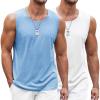 COOFANDY Men’s Workout Tank Top 2 Pack Casual Soft Sleeveless Gym Muscle Shirts Bodybuilding Tee(Whitelight Blue)