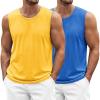 COOFANDY Men’s Workout Tank Top 2 Pack Casual Soft Sleeveless Gym Muscle Shirts Bodybuilding Tee(Yellowblue)