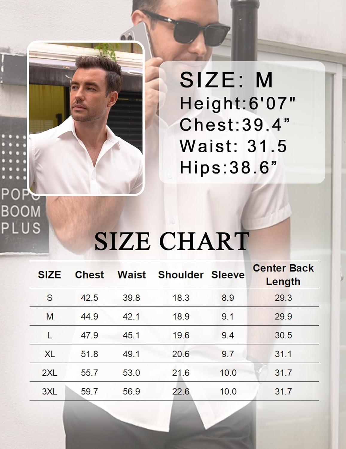 imageCOOFANDY Mens Button Down Shirts Stain Shield Dress Shirts Short Sleeve Summer Business Casual ShirtsPink