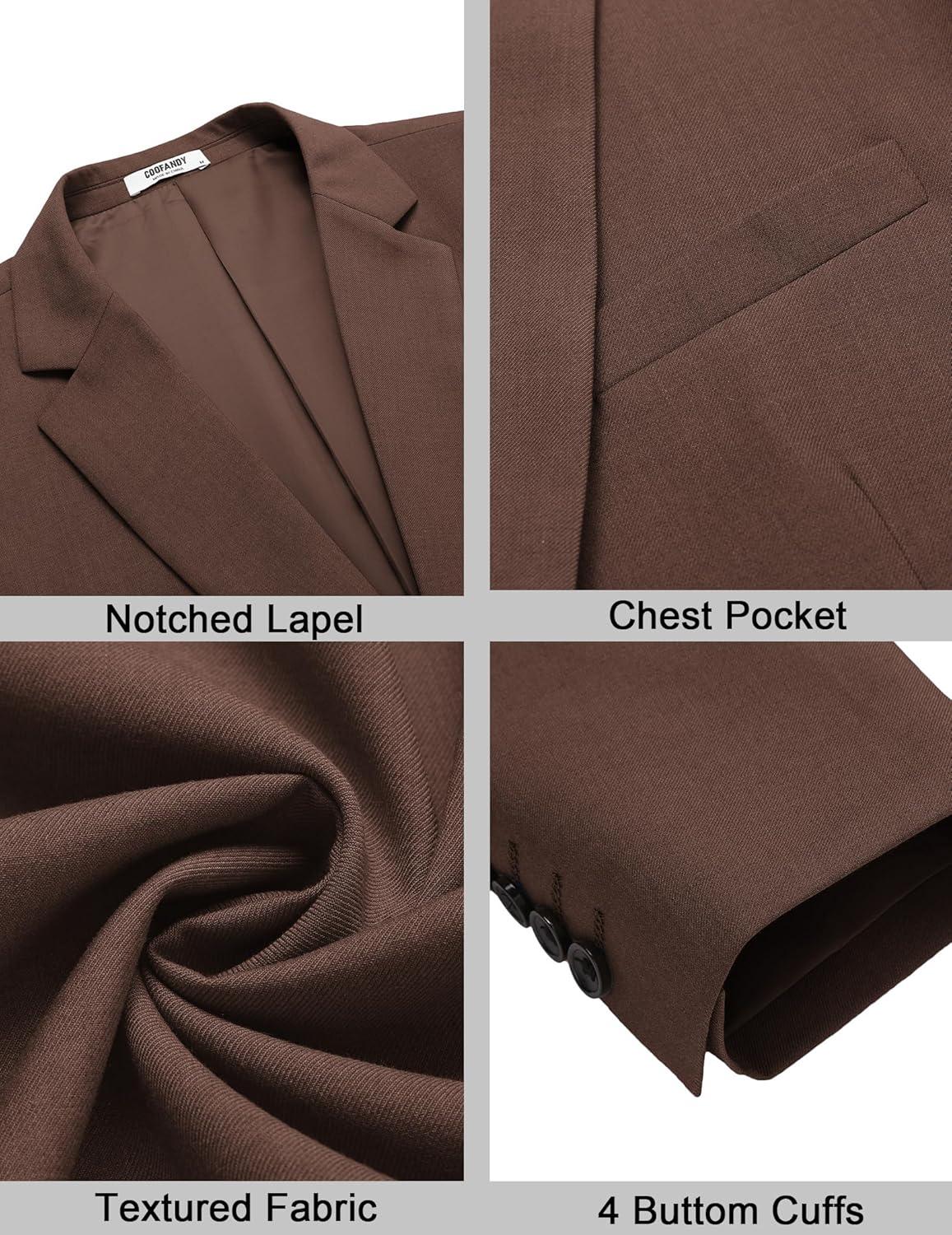 imageCOOFANDY Mens Casual Sport Coat Regular Fit Lightweight Blazers Jacket Two Button Business Suit JacketsBrown