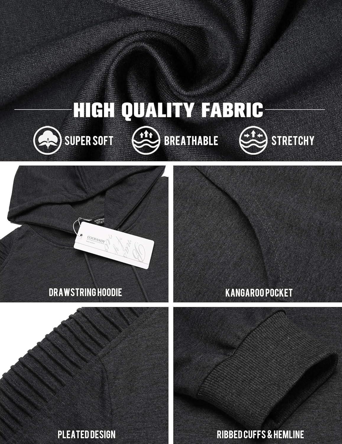 imageCOOFANDY Mens Hoodie Casual Drawstring Athletic Hoodies Hooded Pullover Sweatshirts with PocketDark Gray