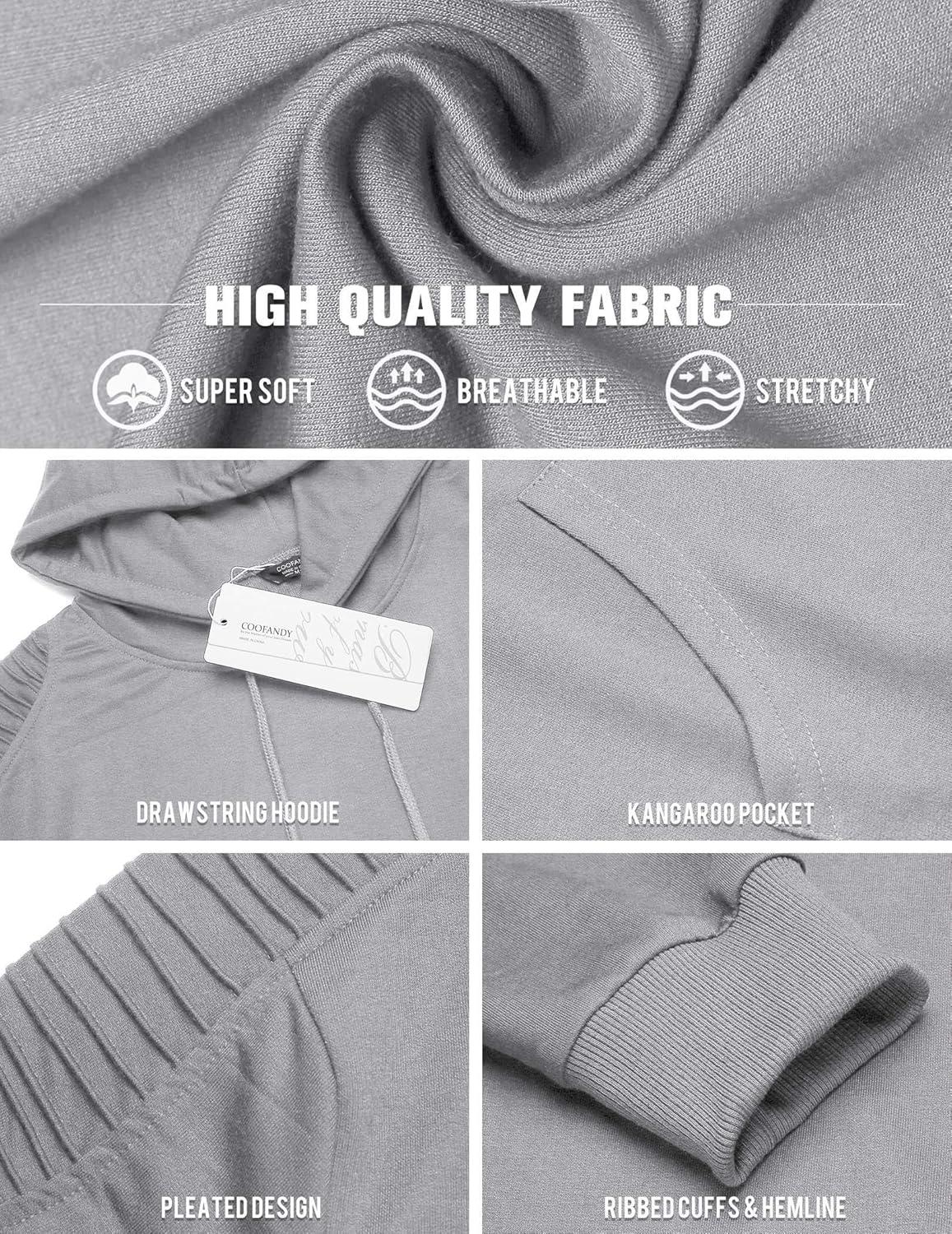 imageCOOFANDY Mens Hoodie Casual Drawstring Athletic Hoodies Hooded Pullover Sweatshirts with PocketLight Gray