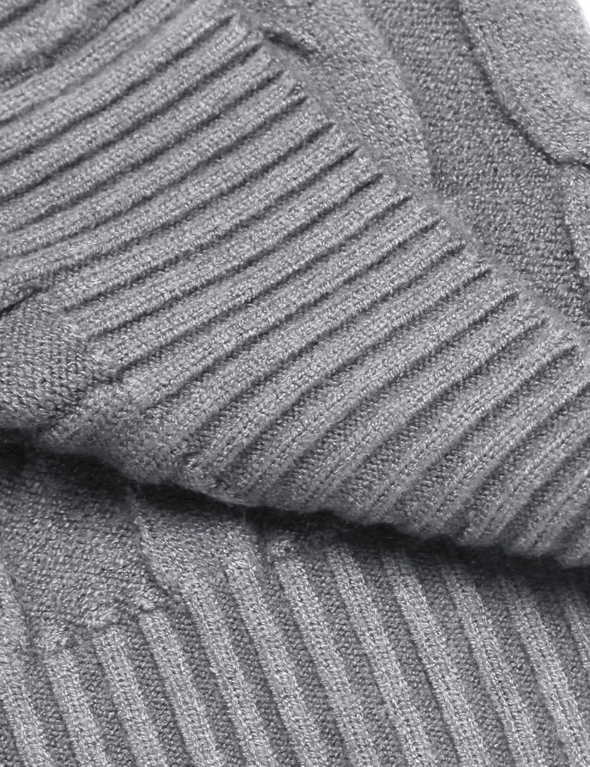 imageCOOFANDY Mens Slim Fit Turtleneck Sweater Casual Twisted Knitted Pullover SweatersGrey