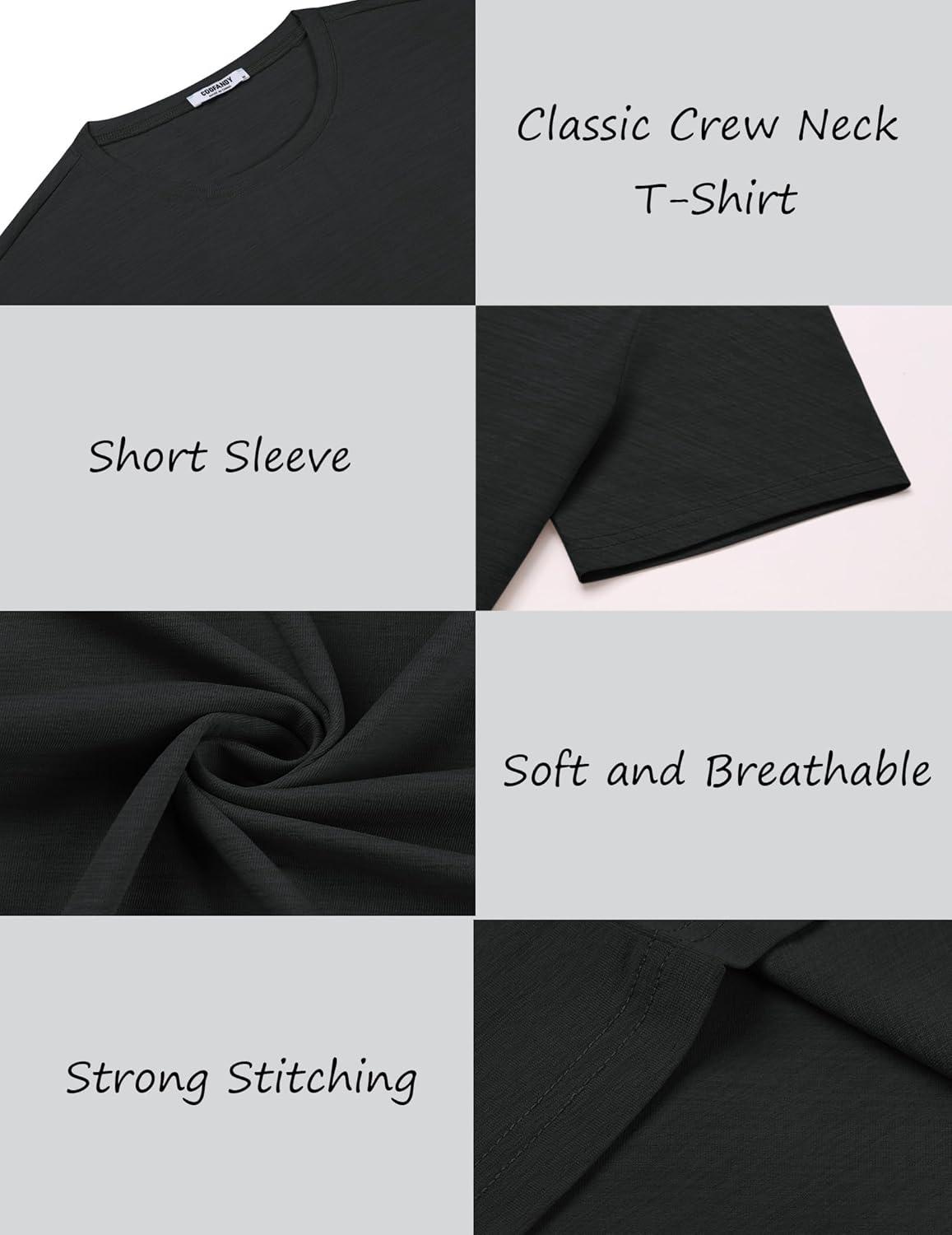 imageCOOFANDY Mens T Shirt Short Sleeve Classic Crew Neck TShirt Casual Summer Basic Tee ShirtsYblackDark Gray2 Pack