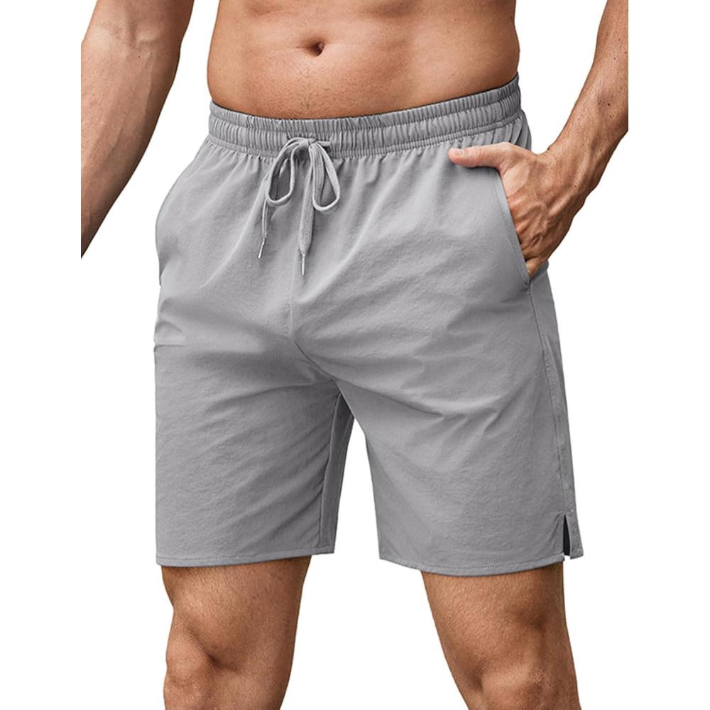 imageCOOFANDY Mens Athletic Running Shorts 7quot Quick Dry Lightweight Workout Gym Basketball Hiking Shorts with PocketsLight Grey
