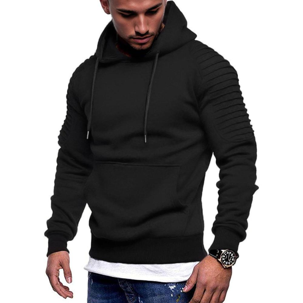 imageCOOFANDY Mens Hoodie Casual Drawstring Athletic Hoodies Hooded Pullover Sweatshirts with PocketBlack
