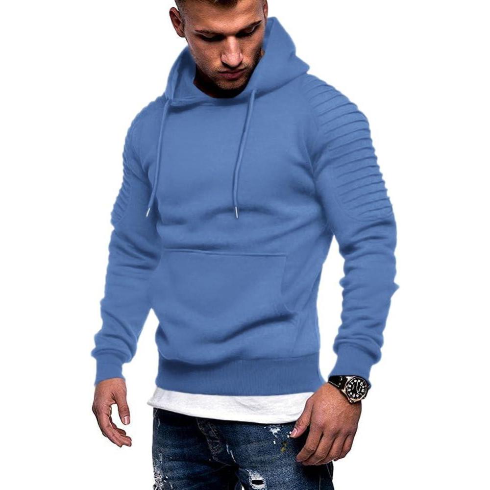 imageCOOFANDY Mens Hoodie Casual Drawstring Athletic Hoodies Hooded Pullover Sweatshirts with PocketSky Blue