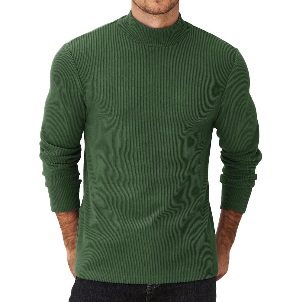 imageCOOFANDY Mens Mock Turtleneck Sweater Long Sleeve Half Neck Pullover Thermal Casual Ribbed High Neck Pullover SweaterArmy Green