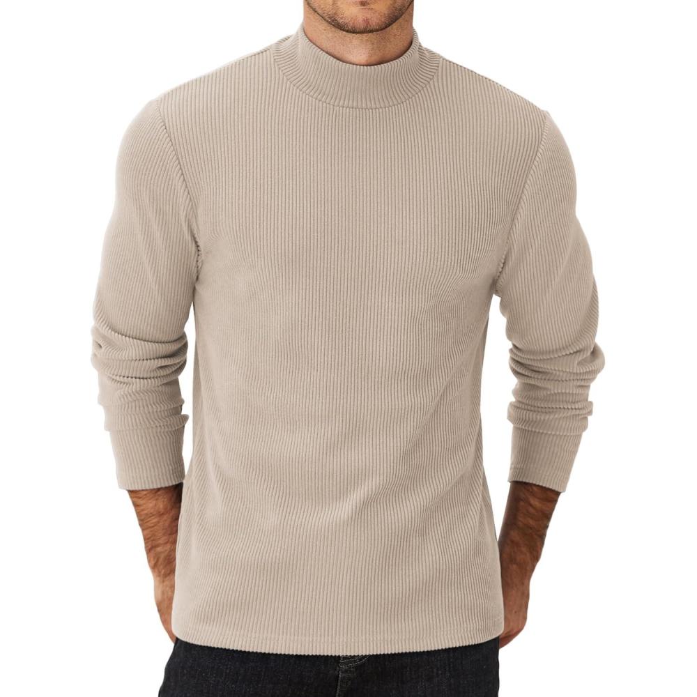 imageCOOFANDY Mens Mock Turtleneck Sweater Long Sleeve Half Neck Pullover Thermal Casual Ribbed High Neck Pullover SweaterBeige