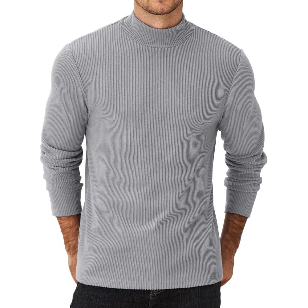imageCOOFANDY Mens Mock Turtleneck Sweater Long Sleeve Half Neck Pullover Thermal Casual Ribbed High Neck Pullover SweaterGray