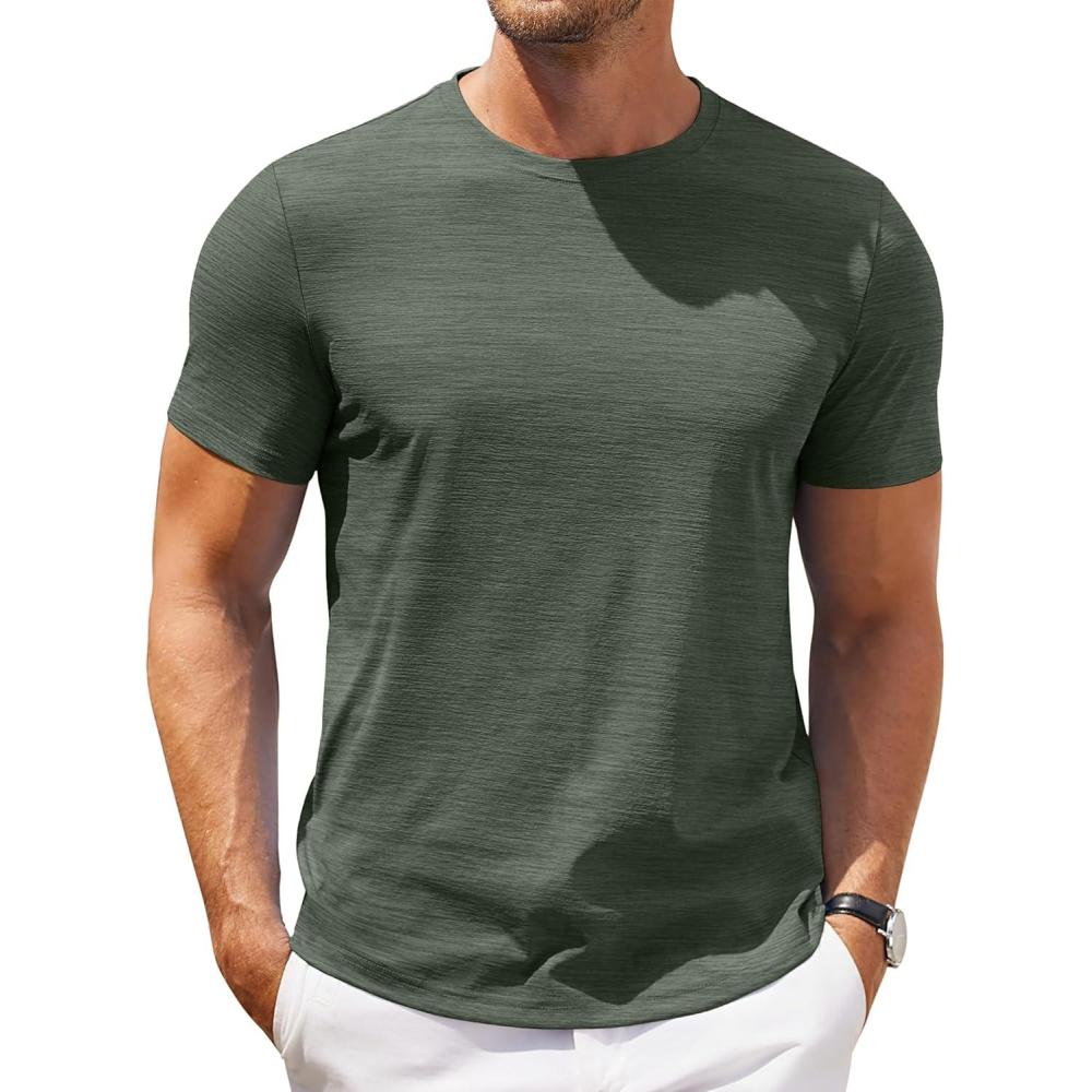 imageCOOFANDY Mens T Shirt Short Sleeve Classic Crew Neck TShirt Casual Summer Basic Tee ShirtsArmy Green