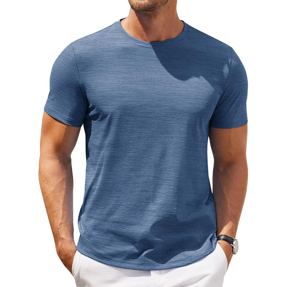 imageCOOFANDY Mens T Shirt Short Sleeve Classic Crew Neck TShirt Casual Summer Basic Tee ShirtsBlue