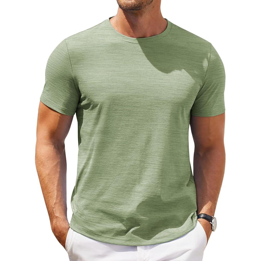 imageCOOFANDY Mens T Shirt Short Sleeve Classic Crew Neck TShirt Casual Summer Basic Tee ShirtsLight Green