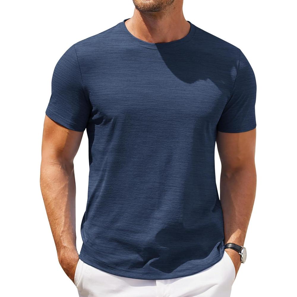 imageCOOFANDY Mens T Shirt Short Sleeve Classic Crew Neck TShirt Casual Summer Basic Tee ShirtsNavy Blue