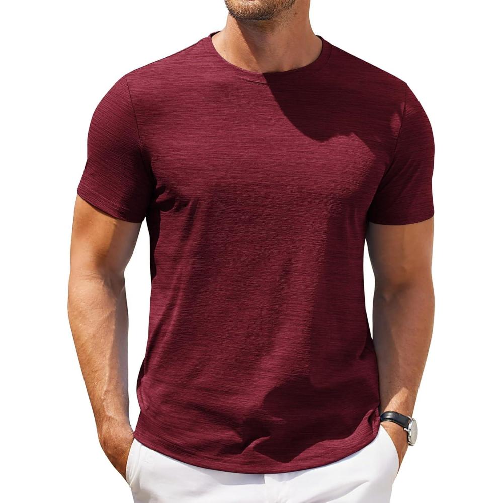 imageCOOFANDY Mens T Shirt Short Sleeve Classic Crew Neck TShirt Casual Summer Basic Tee ShirtsWine Red