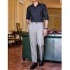 COOFANDY Men Classic Fit Dress Pant Casual Flat Front Pant Expandable Waist Suit Pant(A-light Grey Heather)