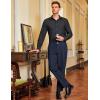 COOFANDY Men Classic Fit Dress Pant Casual Flat Front Pant Expandable Waist Suit Pant(Navy Blue)
