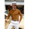 COOFANDY Men Knit Long Sleeve Polo Shirts Casual Dress Collared Sweater Pullover Button Down Golf Polo Shirts(Light Brown)