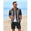 COOFANDY Men’s 2 Piece Outfits Summer Short Sets Vintage Knit Button Down Shirt Short Sleeve Polo Casual Beach Suits(Black)