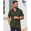 COOFANDY Men’s Button Down Shirts Stain Shield Dress Shirts Short Sleeve Summer Business Casual Shirts(Army Green)